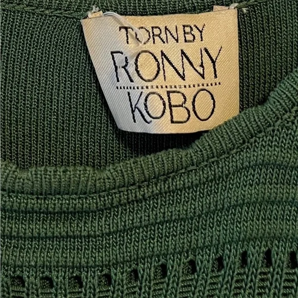 Torn By Ronny Kobo Green Fit & Flare Knit Dress Size Medium Elegant Sleeveless - Picture 5 of 10